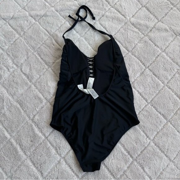 Hollister | Black and Red Floral Emboridered Monokini Swimsuit | Size Large - Picture 5 of 9